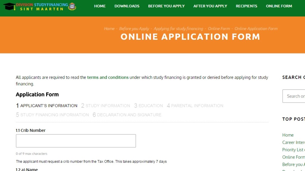 Online Application form